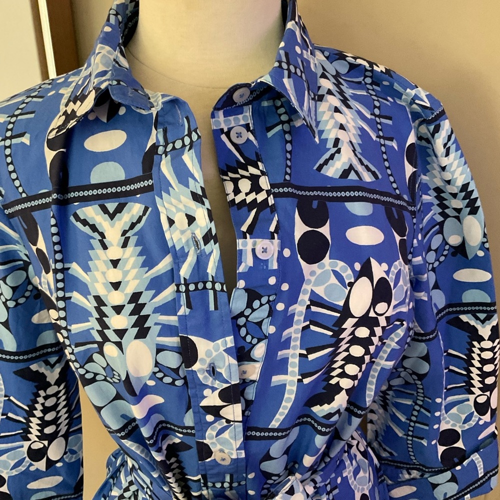 Jude Connally Blue Geometric Long Sleeve Dress - Picture 7 of 10